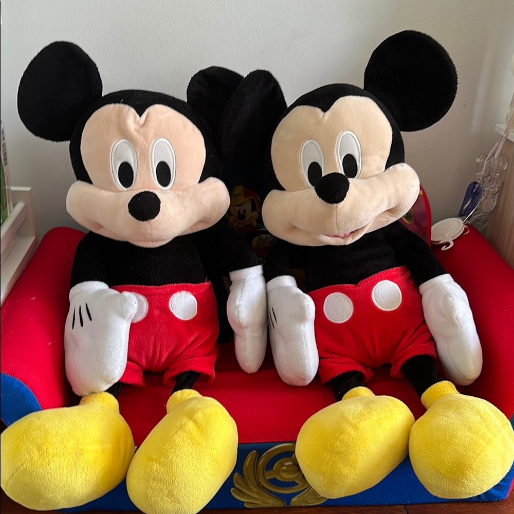 Disney Mickey Mouse Plush Pair - Black, Red, Yellow set of two